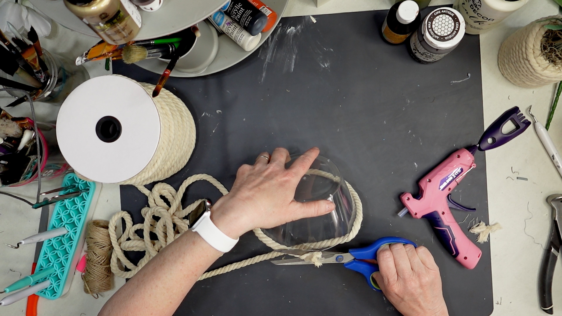 Crafting With Rope DIY Rope Vase Upcycle - Day 6 in 30 Day Crafting Challenge - True Whimsy