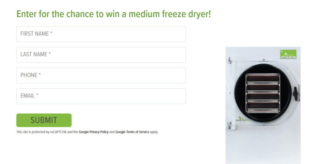 win a harvest right freeze dryer